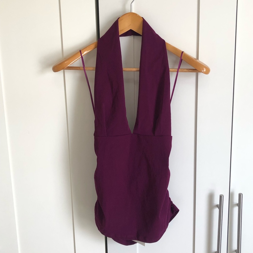 Zara Purple Halter Ruched Top
